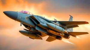 Illustration de l'évolution technologique du F-15EX Eagle II dans l'aviation militaire moderne.