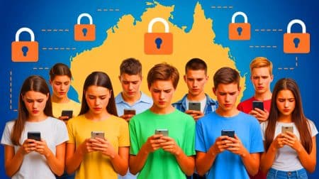 Illustration de l'interdiction d'accès aux réseaux sociaux pour les moins de 16 ans en Australie.