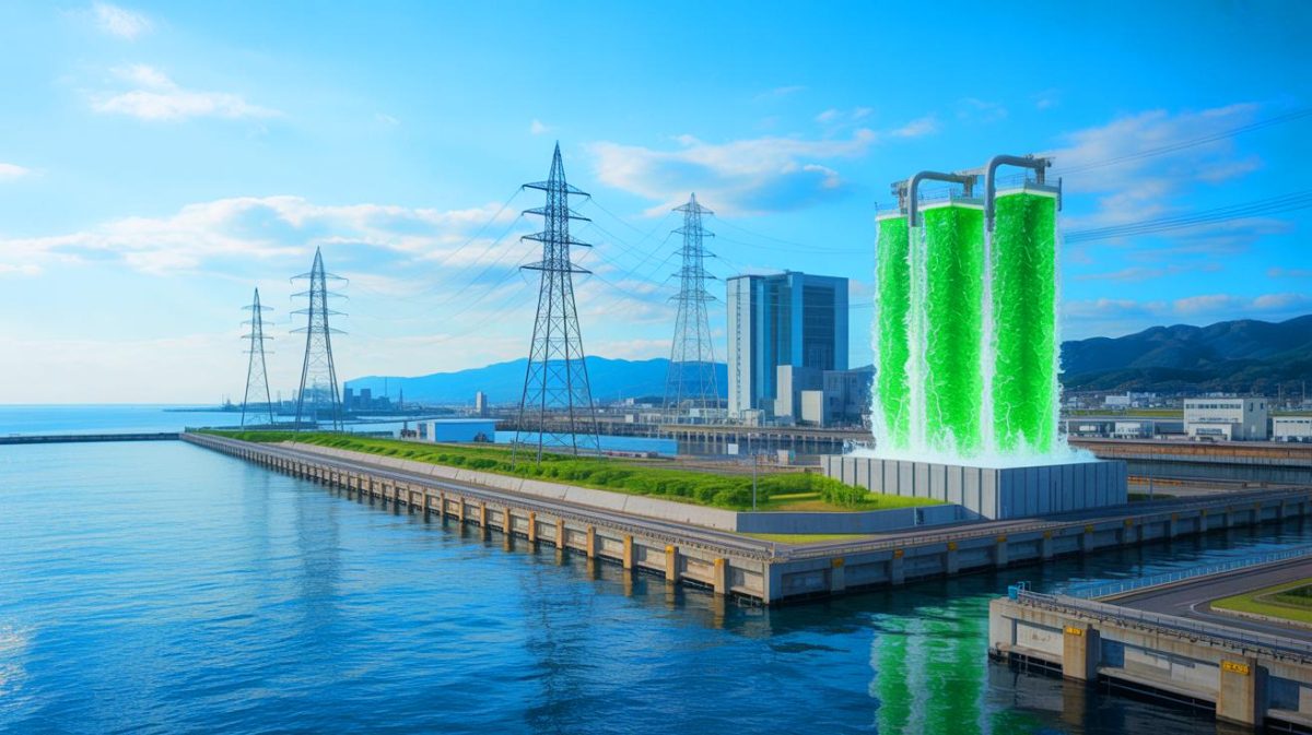 « Une puissance illimitée » : le Japon transforme l’eau salée en électricité Illustration de la centrale osmotique de Fukuoka et de son rôle dans l'énergie renouvelable.