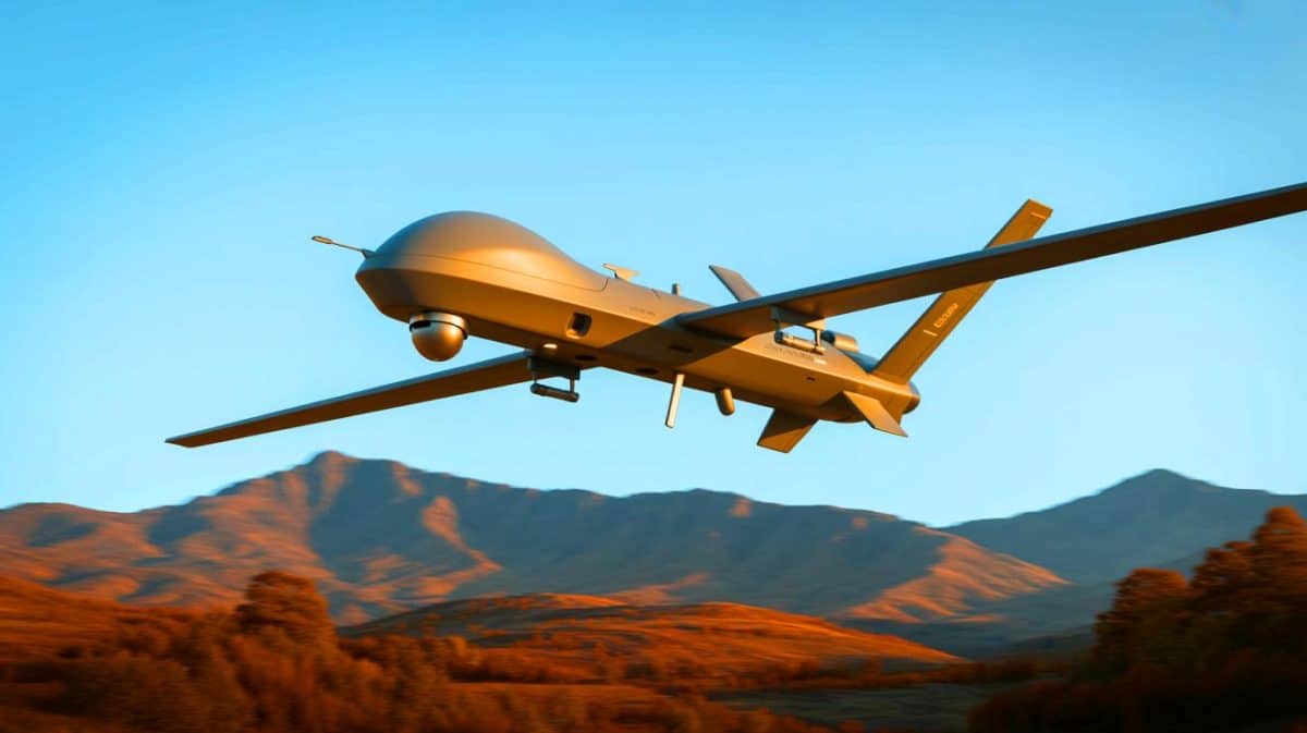 Illustration de l'essai de drones nord-coréens sous la supervision de Kim Jong-un.
