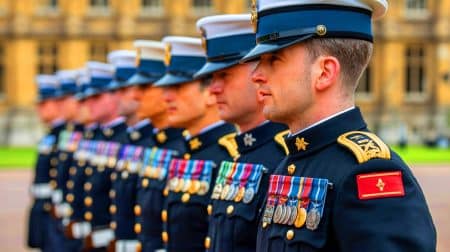 Illustration de la hiérarchie simplifiée et des grades militaires de l'armée britannique.