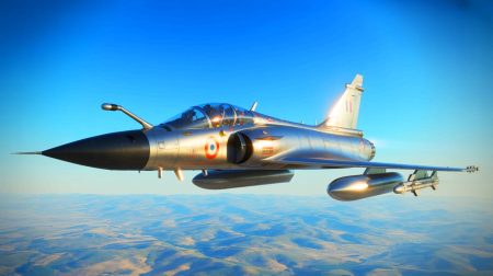 Illustration de l'avion de chasse Mirage 2000, fleuron de l'aviation militaire française.
