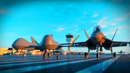 Illustration de l'impact des drones sur l'aviation militaire moderne.