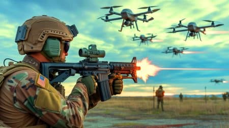 Illustration de la modernisation des Marines face aux menaces des drones sur le champ de bataille.
