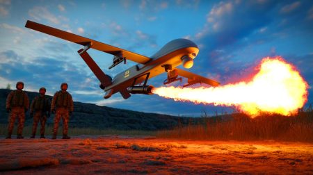 Illustration de l'essai réussi d'un drone lance-flammes ukrainien à Kramatorsk.
