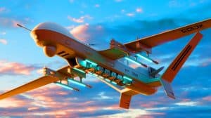 Illustration de drones russes équipés de pièces chinoises, révélant une collaboration technologique entre Moscou et Pékin.
