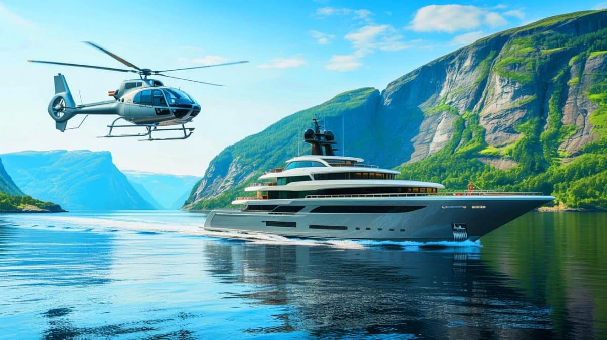« Le ski le plus polluant du monde » : l’incroyable caprice XXL de Zuckerberg dévoilé par un rapport confidentiel Illustration de l'expédition de Mark Zuckerberg vers les fjords norvégiens avec ses superyachts pour une aventure de heliski.