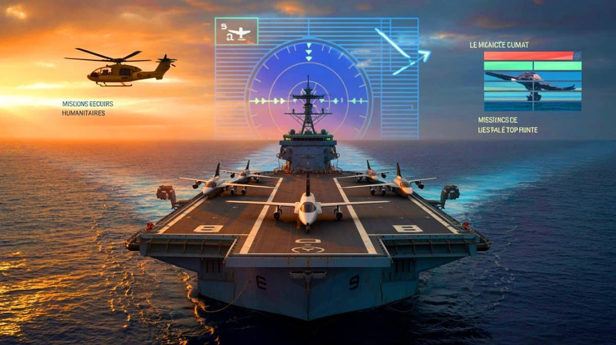 « Porte-avions US contre puissance chinoise » : la flotte américaine reste l’arme maîtresse face aux ambitions de Pékin Illustration de la flotte de porte-avions américains dominant les océans avec puissance et innovation technologique.