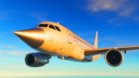 Illustration de l'Airbus A320 modifié avec un nez d'Eurofighter pour tester le radar E-Scan en vol.
