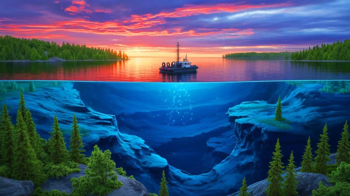 Illustration de la découverte de réserves d'hydrogène naturel sous le lac Supérieur.