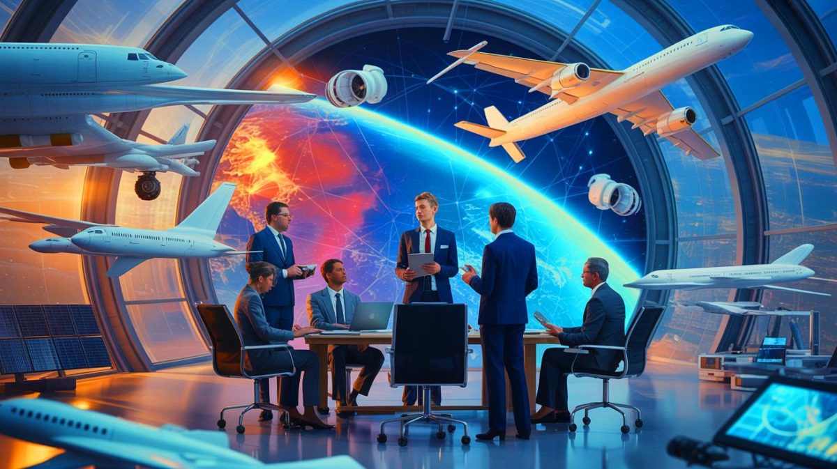 Illustration de l'intégration des professionnels dans un réseau d'excellence du secteur aéronautique et spatial.