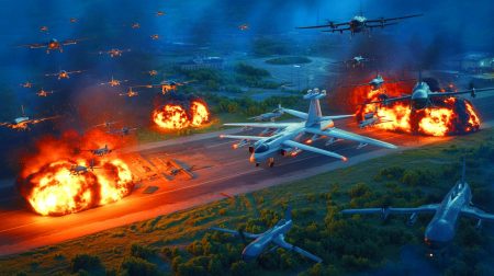 Illustration de l'attaque coordonnée par drones sur les bases aériennes russes lors de l'opération Spiderweb.