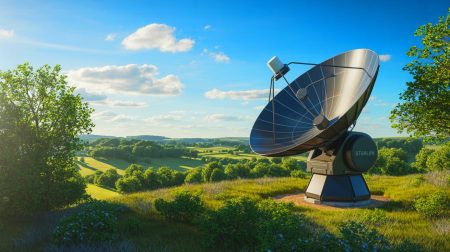 Illustration de l'Internet par satellite de Starlink rendant la connexion haut débit plus accessible en France.