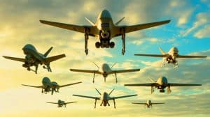 Illustration de drones de combat modernes et leurs avancées technologiques.