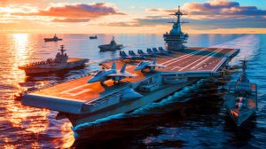 Illustration de la relance stratégique du projet d'un second porte-avions pour la Marine nationale française.