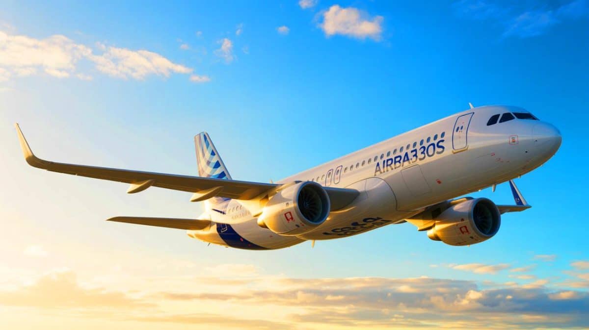 Illustration de la famille Airbus A320, symbole d'innovation et de succès commercial dans l'aviation civile.