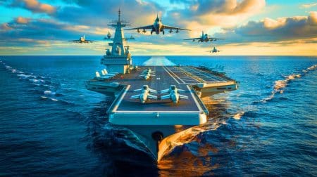 Illustration de la modernisation et des défis des porte-avions russes.