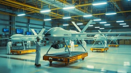 Illustration de l'Hermes 450, drone polyvalent conçu par Elbit Systems pour des missions militaires.