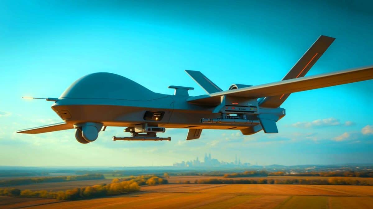 Illustration de l'Eurodrone, symbole de la souveraineté stratégique européenne dans le domaine de la défense.