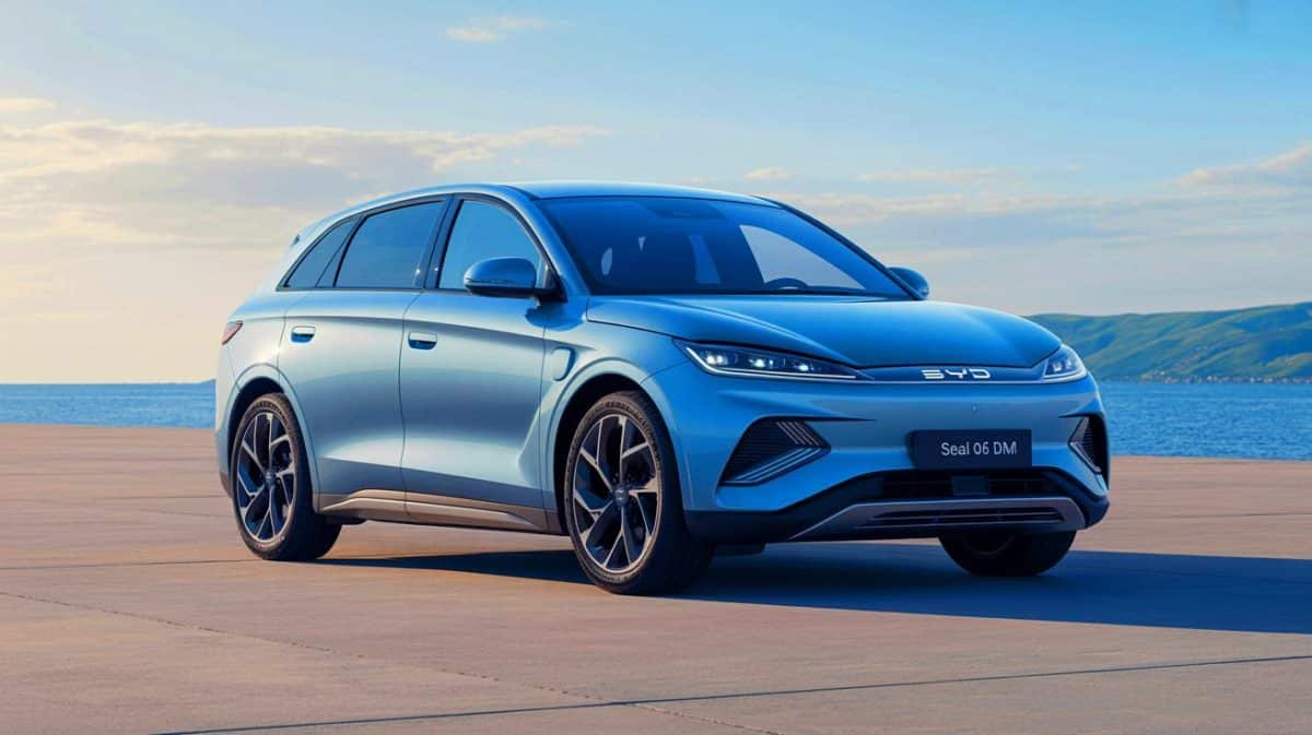 « 2 000 km sans plein ni recharge » : le nouveau break hybride BYD Seal 06 DM-i redéfinit l’autonomie automobile mondiale Illustration de la voiture hybride Seal 06 DM-i de BYD avec son autonomie de 2 000 kilomètres.
