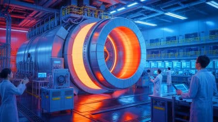 Illustration de l'aimant supraconducteur développé par l'Institut de physique des plasmas de Hefei, établissant un nouveau record mondial.