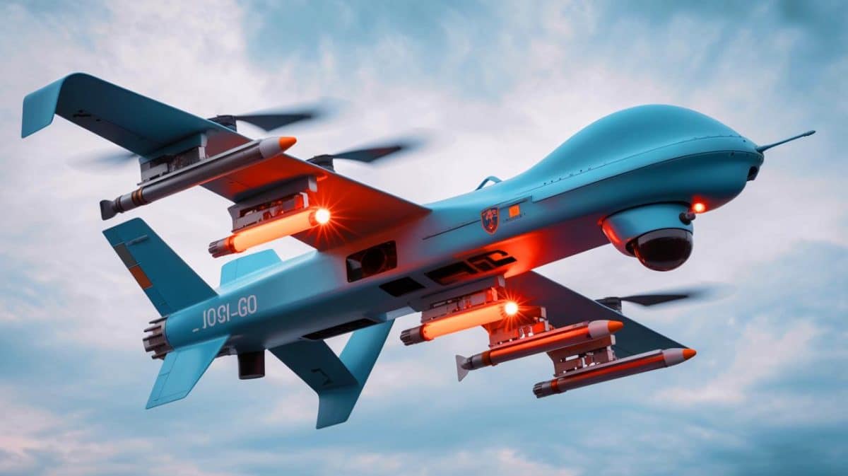« Des missiles électriques plus rapides qu’une F1 » : l’arme anti-drones qui inquiète les stratèges militaires du monde entier Illustration de la technologie Sky Sphere équipée du CICADA eMissile pour la défense anti-drones.