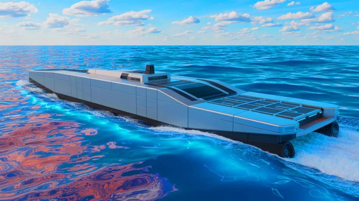 « La nouvelle “galère d’attaque” américaine » : un navire autonome révolutionnaire double la puissance de la flotte mondiale Illustration de l'innovation navale avec le catamaran autonome MASC de la marine américaine.