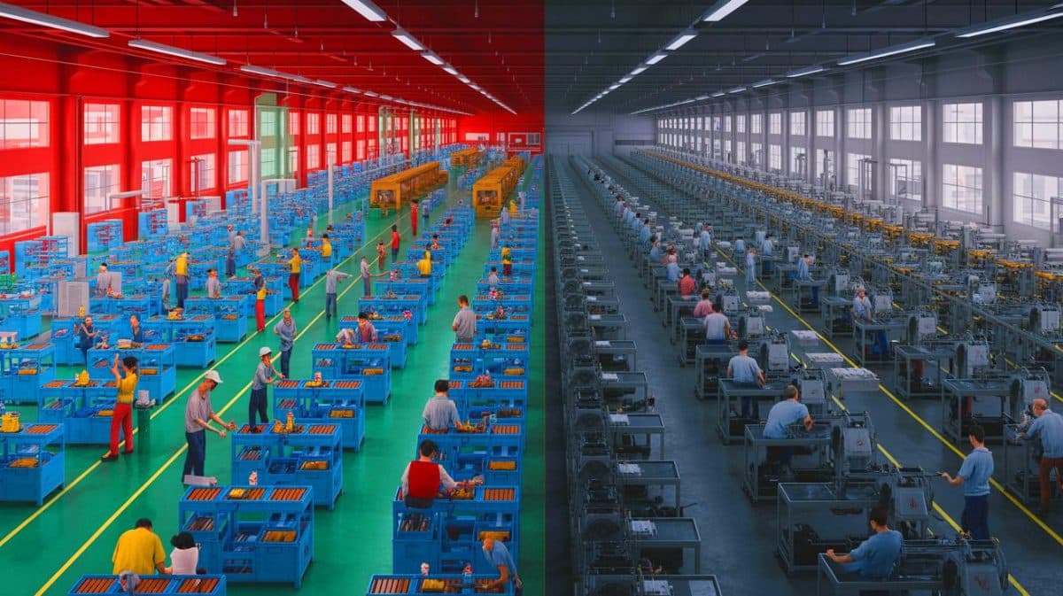 Illustration de la domination chinoise sur le marché mondial du plastique face au déclin européen.