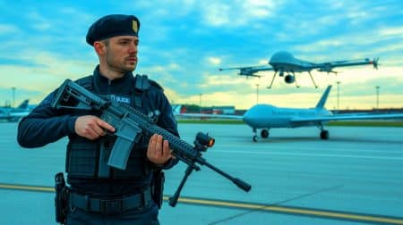 Illustration de l'autorisation donnée à la police allemande d'abattre les drones menaçants pour la sécurité nationale.
