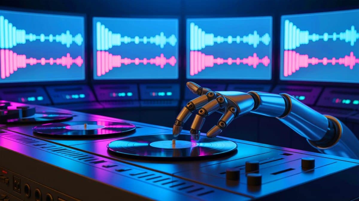 « L’IA pille les catalogues d’Universal et Warner » : les majors sonnent l’alarme face à la génération musicale incontrôlée Illustration de l'alliance entre l'industrie musicale et l'intelligence artificielle pour encadrer l'utilisation des catalogues musicaux.