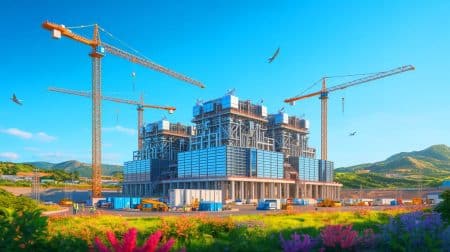 Illustration de la plus grande centrale à pile à hydrogène au monde en construction à Gyeongju, Corée du Sud.