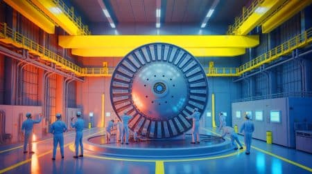 Illustration de la coentreprise Standard Nuclear–Framatome produisant le combustible nucléaire TRISO.