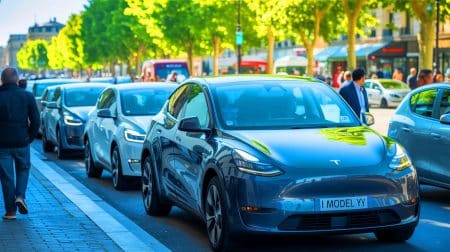 Illustration de la compétition entre Tesla et Renault sur le marché des véhicules électriques en France.