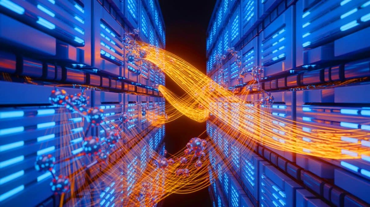 « Les États-Unis franchissent une étape vers l’internet quantique » : une percée qui unit la lumière et le magnétisme pour révolutionner les communications Illustration de l'intégration des qubits moléculaires dans les réseaux de communication quantiques via les fibres optiques.