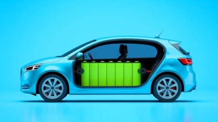 Illustration de la fabrication industrielle de batteries à électrolyte solide.