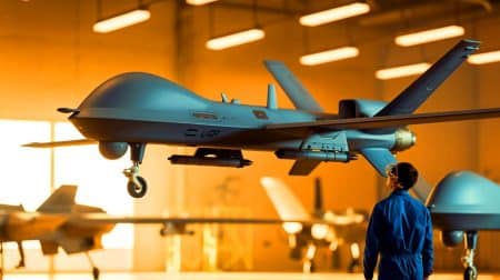 Illustration de drones YFQ-44A et YFQ-42A développés pour le programme de combat collaboratif de l'US Air Force.