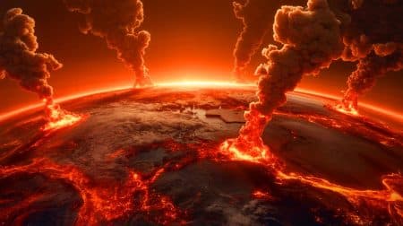 Illustration de la formation d'un océan de magma basal sous la surface terrestre.