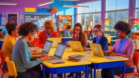 Illustration de l'utilisation de ChatGPT par les enseignants pour améliorer la préparation des cours et la gestion des tâches.