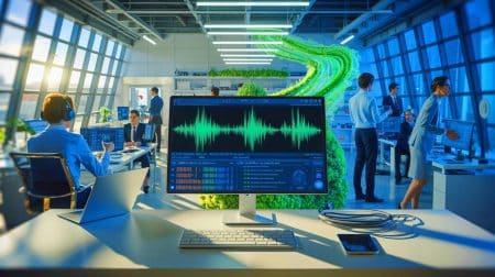 Illustration de la technologie de transcription audio rapide et précise de Gladia.
