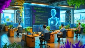 Illustration de l'agent Aardvark d'OpenAI détectant et corrigeant automatiquement les vulnérabilités du code.
