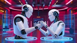 Illustration de la rivalité entre OpenAI et Google dans le domaine de l'intelligence artificielle.