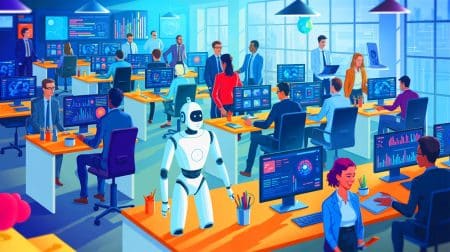 Illustration de la transformation des métiers par l'intelligence artificielle et les opportunités professionnelles émergentes.