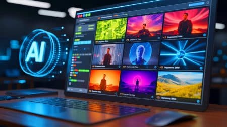 Illustration de l'outil Thumbmagic transformant la création de miniatures vidéo grâce à l'intelligence artificielle.