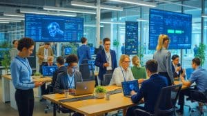Illustration de l'impact limité de l'intelligence artificielle dans les entreprises malgré une adoption généralisée.