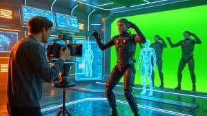 Illustration de James Cameron exprimant ses réserves face à l'IA générative dans l'industrie cinématographique.