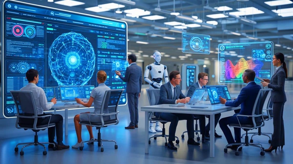 L’avenir de l’IA en 2026 : ce que les experts prévoient pour notre quotidien et notre travail Illustration de l'évolution de l'intelligence artificielle vers une utilisation plus transparente et centrée sur l'humain en 2026.