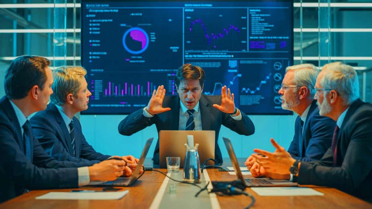 Illustration de la démission d'un chercheur d'OpenAI sur fond de préoccupations économiques liées à l'IA.