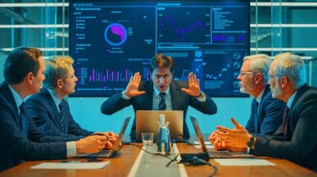 Illustration de la démission d'un chercheur d'OpenAI sur fond de préoccupations économiques liées à l'IA.